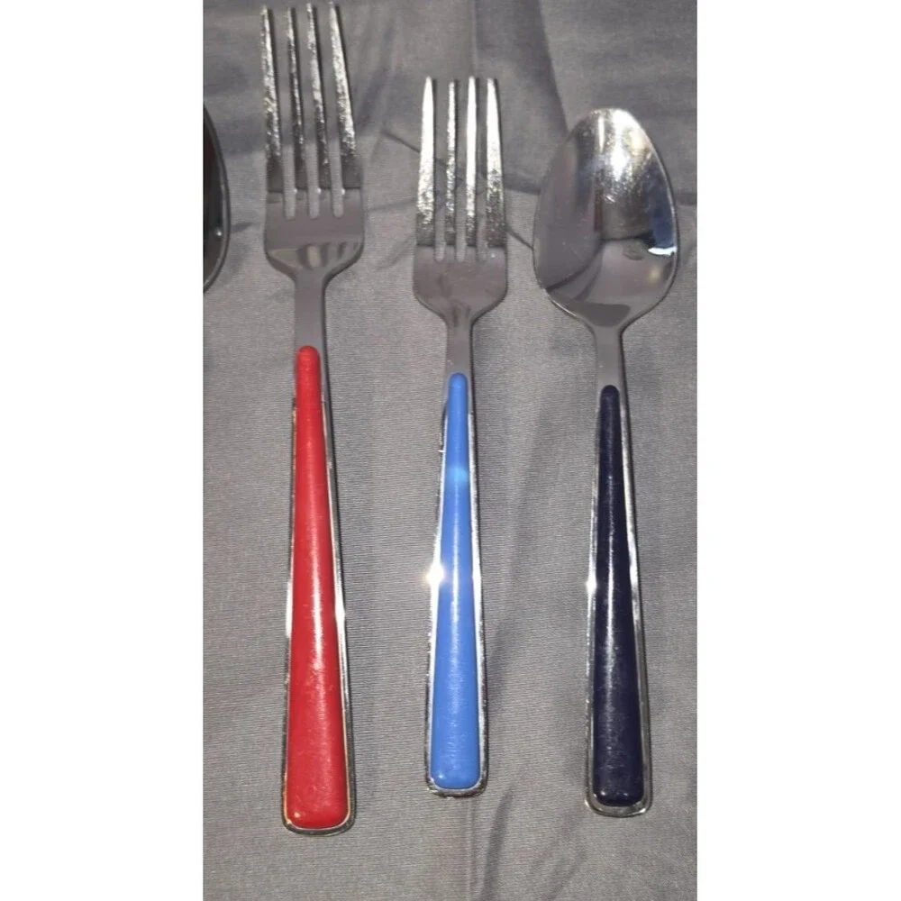 Vintage Fiesta Flatware 5 Piece Set Stainless Silverware Merengue Colorful